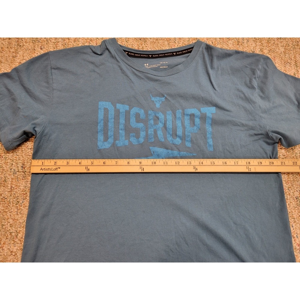 Under Armour Project Rock Shirt Mens Large Blue Disrupt Logo Performance Cropped - Picture 11 of 14